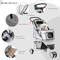 Pikkukuva 5 / 9: Rootz Dog Stroller - Dog Cart - Dog Buggy - Dog Trolley -  Trolley Pet - Pet Travel Stroller - Puppy Jogger Carrier - Grey - 75L x 45W x 97H cm