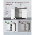 Miniatyrbillede 4 af 6: Rootz Hvid-Cement Grå Vask Underskab - Badeværelsesvask - Opbevaringsenhed - MDF-konstruktion - Rummeligt design - Nem montering - 30cm x 70cm x 64cm