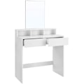 Miniatyrbillede 1 af 8: Rootz Toiletbord - Comestica Bord - Make-up bord - 2 skuffer - Spejl - Åbne rum - Forarbejdet træ - Hvid - 80 x 40 x 140 cm