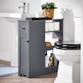 Miniatyrbillede 2 af 9: Rootz Narrow Gap Storage Trolley - Pladsbesparende vogn - Slank rullende organisering - MDF-materiale - 20 cm x 70 cm x 65 cm