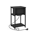 Miniatyrbillede 1 af 6: Rootz Supplement Side Table - Accent Table - End Table - USB+AC Connections - Black Chipboard & Steel - 30x34x58cm