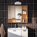 Miniatyrbillede 2 af 7: Rootz Wall Cabinet Mirror Door - Wall Storage - Justerbar hylde - Rumbesparende - 80x70x13cm