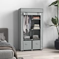 Miniatyrbillede 8 af 8: Rootz Garderobe - Stofskab - 1 Tøjstang - 2 Skuffer - Skydeskuffer - Ikke-vævet stof - Grå - 83 x 42,5 x 162,5 cm