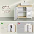 Miniatyrbillede 4 af 8: Rootz MDF vask underskab - Badeværelsesvask - Opbevaringsenhed - Cloud White-Natural Beige - Medium Density Fiberboard - 30cm x 70cm x 64cm - 20cm x 1