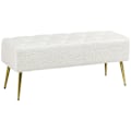 Miniatyrbillede 10 af 10: Rootz sengebænk med imiteret lammeuldsbetræk - Polstret bænk - Soveværelsesbænk - Tyk polstring - Stålben - Cremefarvet - 112 cm x 41 cm x 46 cm