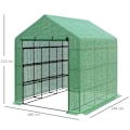 Miniatyrbillede 3 af 10: Rootz Drivhus - Folie Drivhus - Walk-in Drivhus - Med 8 hylder - Kold Ramme - Grøn - 244 x 180 x 210 cm