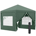 Miniatyrbillede 1 af 11: Rootz Camping Gazebo - Bryllupsfest - Baldakintelttelt - Pop Up Gazebo - Bæretaske - Vinduer - Stålramme - Grøn - 2,95 x 2,95 m x 2,58 m