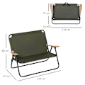 Miniatyrbillede 3 af 11: Rootz 2-personers campingstol - Bærbar havestol - Direktørstol - Komfortable siddepladser - Holdbart stålstel - Sammenfoldeligt design - 141 cm x 67 c