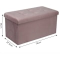 Miniatyrbillede 4 af 8: Rootz Velvet Opbevaringsskammel - Sammenfoldelig osmannisk - Stor kapacitet - Elegant design - 76 cm x 38 cm x 37,5 cm