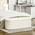 Pikkukuva 7 / 10: Rootz pehmustettu sänkypenkki - säilytysarkkupenkki - ikkunalaudoituspenkki - Teddy fleece -päällinen - eukalyptuspuu - 116 cm x 41 cm x 40,5 cm
