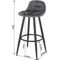 Miniatyrbillede 3 af 7: Rootz fløjlsdækket barstol - Bordskammel - Køkkentaburet - Plyskomfort - Robust metalstel - Nem montering - 84 cm x 39 cm x 31 cm
