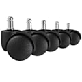 Miniatyrbild 1 av 7: Rootz 5-delade set mattrullar för kontorsstol - Högkvalitativ plast - Svart - 11 mm stiftdiameter - 20 mm stiftlängd - 50 mm rulldiameter - Lämplig fö