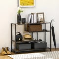 Miniatyrbillede 2 af 6: Rootz Hylde - Konsolbord - Industrielt design - 4 hylder - Stålstel - Spånplade - Rustik Brun + Sort - 99,6 x 33,6 x 74 cm