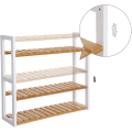Pikkukuva 5 / 8: Rootz-seinähylly - Bambu - Korkeussäädettävä - 3 kerrosta - Seinäasennus - Kirjahylly - Beige - Valkoinen - 60 x 15 x 54 cm
