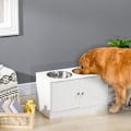 Miniatyrbillede 2 af 10: Rootz PawHut Hundefoderstation - Foderstation til kæledyr - Forhøjet hundefoder - Rigelig opbevaring - Sikre magnetdøre - Hygiejniske skåle i rustfrit