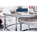 Miniatyrbild 5 av 7: Rootz soffbordsset om 2 soffbord i vit silvermarmorlook runt modernt - Sidobord 2-delat metall - Runda vardagsrumsbord - Designa häckbord