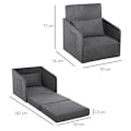 Miniatyrbillede 9 af 9: Rootz Sovesofa - Lænestolsseng - Vaskbart betræk - Enkeltgulvsstol - Blød lænestol - Blød - Grå - 70 x 76 x 77 cm