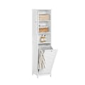 Miniatyrbillede 1 af 9: Rootz Højt badeværelsesskab med udfoldelig vaskepose - Linnedskab - Opbevaringshylde - Justerbar hylde - Anti-tip-enhed - Hvid - 40 cm x 170 cm x 38 c