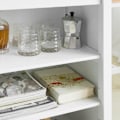 Miniatyrbillede 5 af 7: Rootz Køkkenbord Morgenmad Bar - Bistro Island - Opbevaringshylder - Forreste/bageste skuffe - PB og MDF - 120x90x55cm - Hvid - SoBuy Tabur Compatible