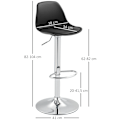 Pikkukuva 3 / 10: Rootz 2 Set Bar -tuolat - Baarin tuolit - Kääntötuolit - Korkeus säädettävä mukavuus - 42x38x82-104 cm - musta ja hopea