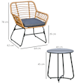Pikkukuva 3 / 6: Rootz Garden Bistro -sarja - Patio -huonekalut - Outdoor -istuimet - Säänkestävä - Nojatuoli: 64 cm x 66cm x 75cm - Taulukko: Ø 40cm x 45cm