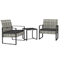 Pikkukuva 1 / 6: Rootzin 3 -osainen puutarhakeskus - ulkokalusteet - Patio -istuimet - mukava tyynyillä - 63cm x 57cm x 76cm tuoli, 42,5 cm x 40cm x 39cm taulukko