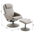 Miniatyrbillede 3 af 9: Rootz Relax lænestol - Ergonomisk - Fodstøtte - Kunstlæder - 78 x 71 x 101 cm - Grå