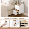 Miniatyrbillede 5 af 8: Rootz Modern Sengebord - Natbord - Opbevaringsenhed - Rigelig opbevaring, holdbart design, smarte sikkerhedsfunktioner - MDF, Metal - 25x51x40 cm