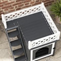 Miniatyrbillede 4 af 6: Rootz Cat Cave - Hyggeligt kattehus - Gemmested til kæledyr - Forhøjet design - Grantræ - Alsidigt kattebakkedæksel - 67,5L x 63W x 68,5H cm