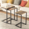 Miniatyrbild 4 av 7: Rootz Set med 3 häckbord - Sidobord - Soffbord - Utrymmesbesparande design - MDF och metall - 46cm x 61cm x 30cm
