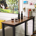 Miniatyrbild 4 av 7: Rootz Skrivbord - Barbord - Robust metallstomme - Industriell design - vintage brun - svart (120 x 40 x 100 cm)