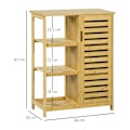 Miniatyrbillede 3 af 6: Rootz badeværelsesskab - 3 hylder - Luftcirkulation - 1 skab - Anti-tip design - Lameldøre - Bambus - Naturligt træ - 66L x 33W x 87H cm