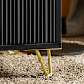 Miniatyrbillede 9 af 9: Rootz Moderne sengebord med 2 skuffer - Sofabord - Sidebord - Ridsefaste gulvbeskyttere - Elegant sort og guld design - Nem montering - 40cm x 47cm x