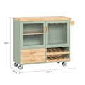 Pikkukuva 5 / 11: Rootz Keittiövaunu FKW114-GR - Keittiösaari - Senkki - Viinilasiteline - Pullohylly - Kestävä MDF & Bambu - 109cm x 92cm x 40cm