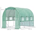 Miniatyrbild 3 av 7: Rootz Greenhouse - Folieväxthus - Tunnel Walk-in Växthus - Planthus - Folietält - 6 fönster - UV-skydd - Grön - 2,95 x 2 x 2 m