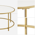 Miniatyrbillede 4 af 7: Rootz Sofabord - Rundt Sofabord - Metalramme Sofabord - Tebord - Snackbord - Spånplade/Stål - Hvid/Guld