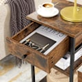 Miniatyrbillede 7 af 7: Rootz Sengebord - Sidebord - Skuffe - 2 hylder - 35 x 35 x 70 cm - Forarbejdet træ - Metal - Industriel - Brun - Sort
