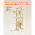 Miniatyrbillede 3 af 6: Rootz Large Cat Tree - Cat Scratching Post - Plush Pet Tower - 201 cm højt med platform - brun - 78 cm x 48 cm x 201 cm
