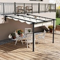 Miniatyrbild 2 av 7: Rootz Garden Gazebo - Infällbart tak - Väggmonterad - Metallram - Stål - Polyester - Krämvit - 297L x 297W x 200/230H cm
