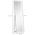 Miniatyrbillede 3 af 7: Rootz Dressing Spejl - Fuldlængde Spejl - 2 I 1 Led Light Fritstående Spejl - Justerbar - Aluminium/Glas - Sølv/Sort - 40 cm x 51 cm x 156,5 cm