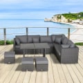 Miniatyrbillede 7 af 7: Rootz Sofasæt - Havemøbelsæt - Hjørnesofa - Armløs sofa - Fodstøtte - Sædesæt i polyrattan - Mørkegrå