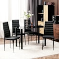 Miniatyrbild 2 av 6: Rootz Matgrupp - Matbord med 4 stolar - Modern design - Glasbord - konstläder - Svart - 120cm x 60cm x 97cm