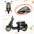 Pikkukuva 3 / 10: Rootz 6V Vespa sähkömoottoripyörä lapsille - Ajettava moottoripyörä - Harjoituspyörät - Ajovalot ja musiikki - Vakaa ja turvallinen - 107 cm x 47 cm x