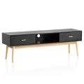 Miniatyrbillede 1 af 7: Rootz Lowboard tv-skab - 150 cm tv-stativ - sort og eg tv-konsol - moderne design - rummelig opbevaring - holdbar konstruktion - 150 cm x 50 cm x 40 c