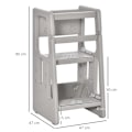 Miniatyrbillede 3 af 5: Rootz Kids Trin skammel - Læringstårn - 3-niveauer højdejusterbar - Spisestue - Skridsikre fødder - Robust plastik - Grå - 47 x 47 x 90 cm