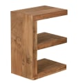 Miniatyrbillede 1 af 7: Rootz sidebord massivt træ akacie E Cube 60 cm højt stuebord design brunt sofabord i landlig stil
