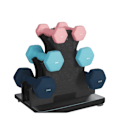 Miniatyrbillede 1 af 6: Rootz Dumbbell Set - 3 par - håndvægte - Neoprenbelagt - Styrke muskler - 1 kg/2 kg/3 kg - 13,5x6,5x6cm, 16x8x7,5 cm, 20x9x8,5 cm