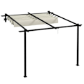 Miniatyrbild 6 av 7: Rootz Garden Gazebo - Infällbart tak - Väggmonterad - Metallram - Stål - Polyester - Krämvit - 297L x 297W x 200/230H cm