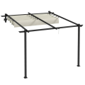 Miniatyrbillede 6 af 7: Rootz Havepavillon - Udtrækkeligt tag - Vægmonteret - Metalramme - Stål - Polyester - Cremehvid - 297L x 297W x 200/230H cm