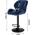 Miniatyrbillede 3 af 7: Rootz Velvet Barstol - Bordskammel - Justerbar barstol - Ergonomisk design - Holdbar konstruktion - Skridsikker base - 50cm x 40cm x 94-116cm